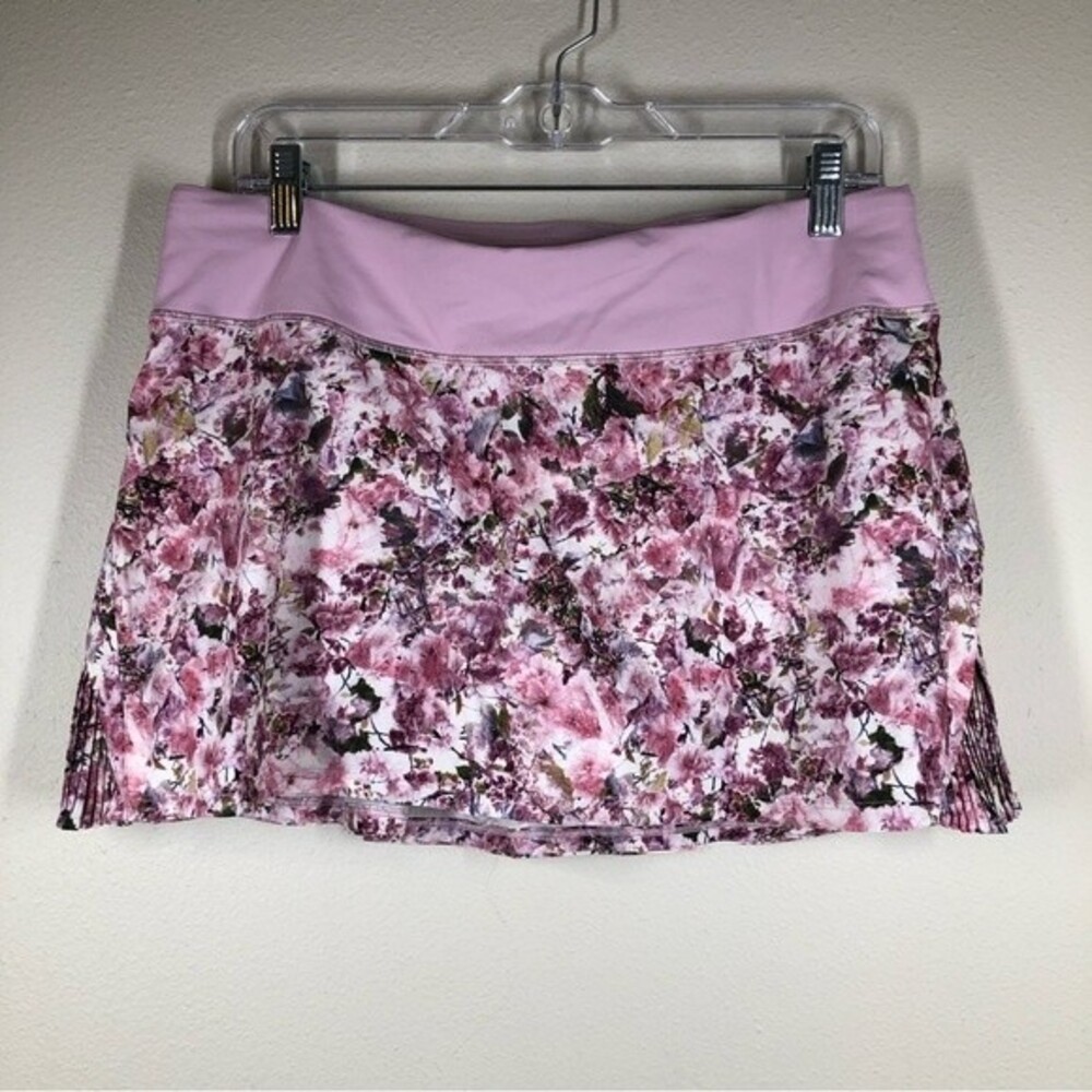 Lululemon Play Off The Pleats Blossom Spritz Skort Skirt Pink Floral 10